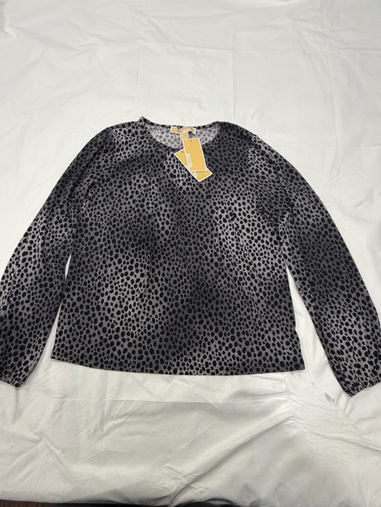 MICHAEL Michael Kors Tops - Michael Kors Black and Gray Animal Print Long-Sleeve Blouse